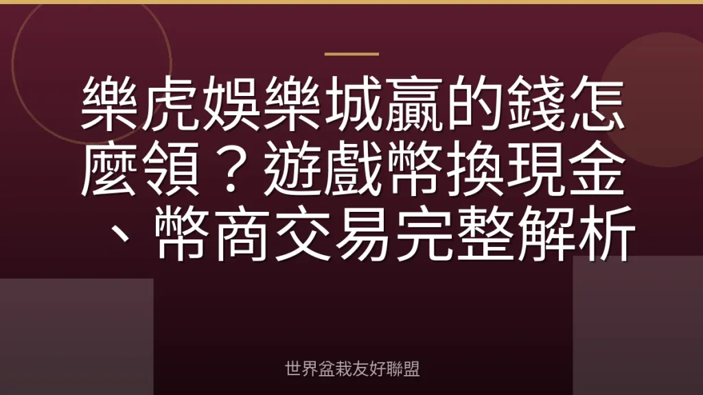 樂虎娛樂城贏的錢怎麼領？遊戲幣換現金、幣商交易完整解析