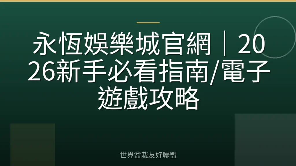 永恆娛樂城官網|2026新手必看指南/電子遊戲攻略