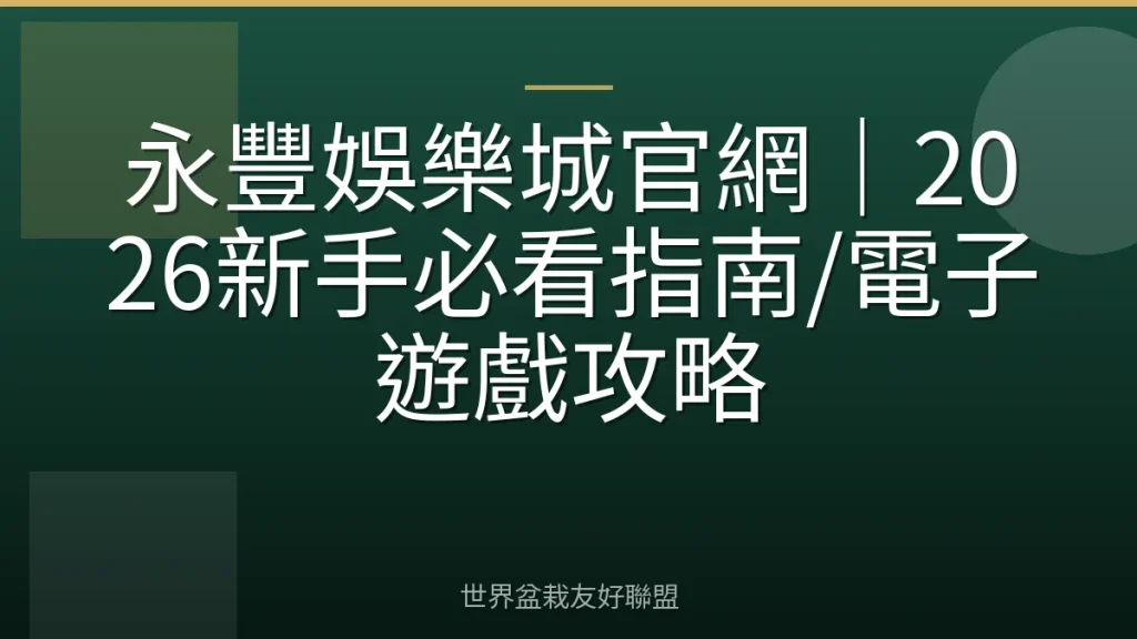 永豐娛樂城官網|2026新手必看指南/電子遊戲攻略