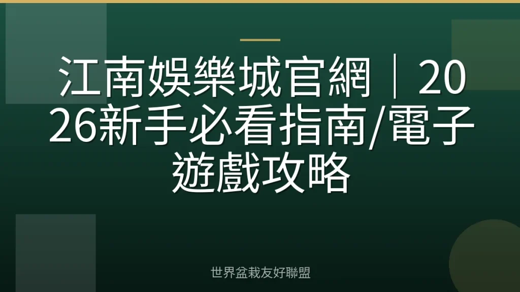 江南娛樂城官網|2026新手必看指南/電子遊戲攻略