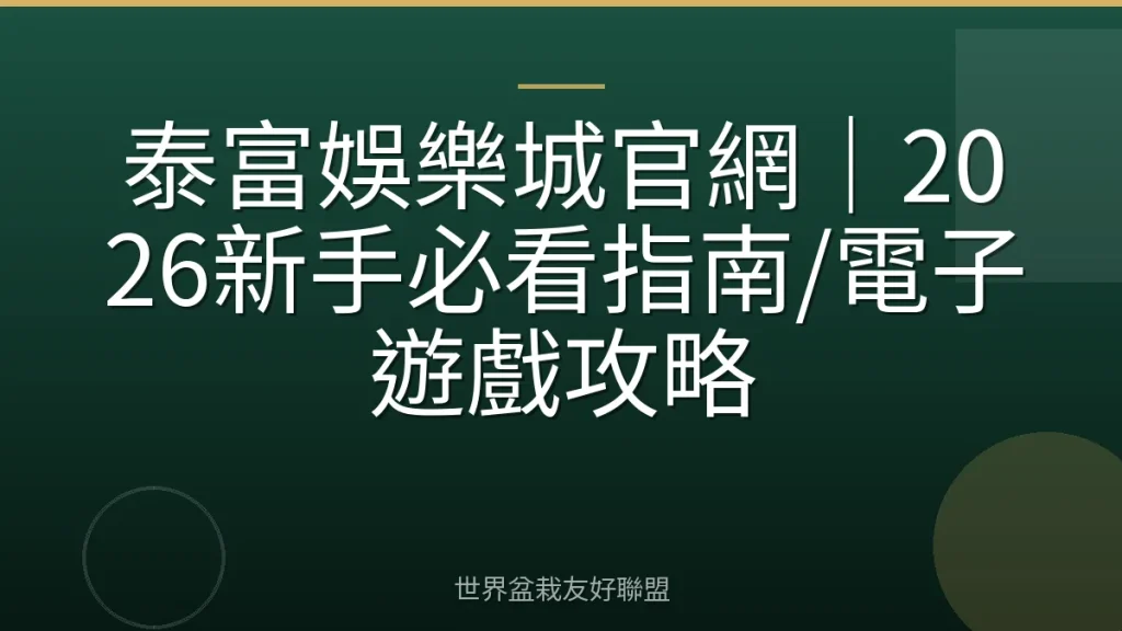 泰富娛樂城官網｜2026新手必看指南/電子遊戲攻略