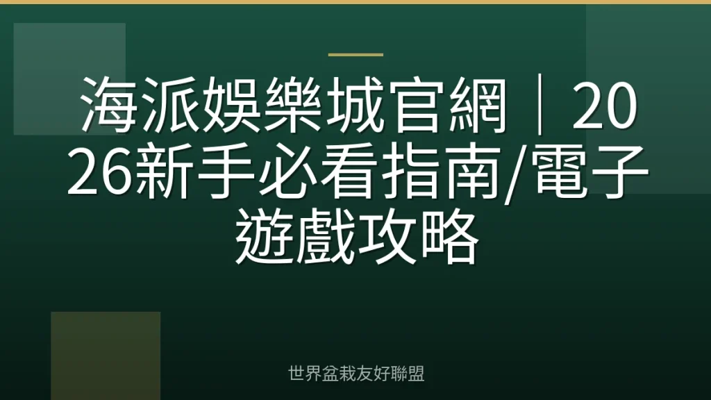 海派娛樂城官網|2026新手必看指南/電子遊戲攻略