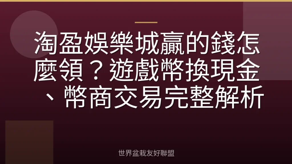 淘盈娛樂城贏的錢怎麼領?遊戲幣換現金、幣商交易完整解析