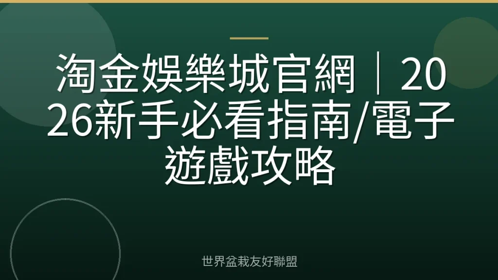 淘金娛樂城官網｜2026新手必看指南/電子遊戲攻略