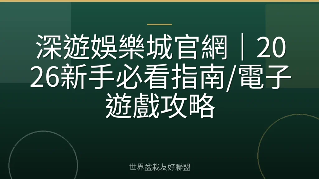 深遊娛樂城官網|2026新手必看指南/電子遊戲攻略