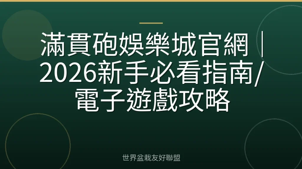 滿貫砲娛樂城官網｜2026新手必看指南/電子遊戲攻略