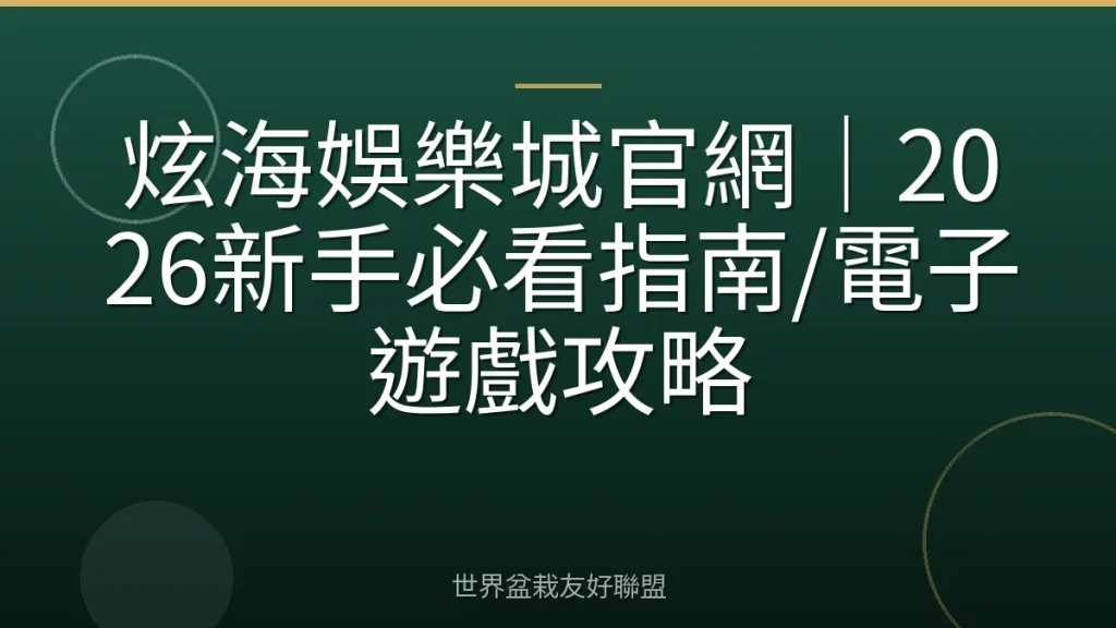炫海娛樂城官網|2026新手必看指南/電子遊戲攻略