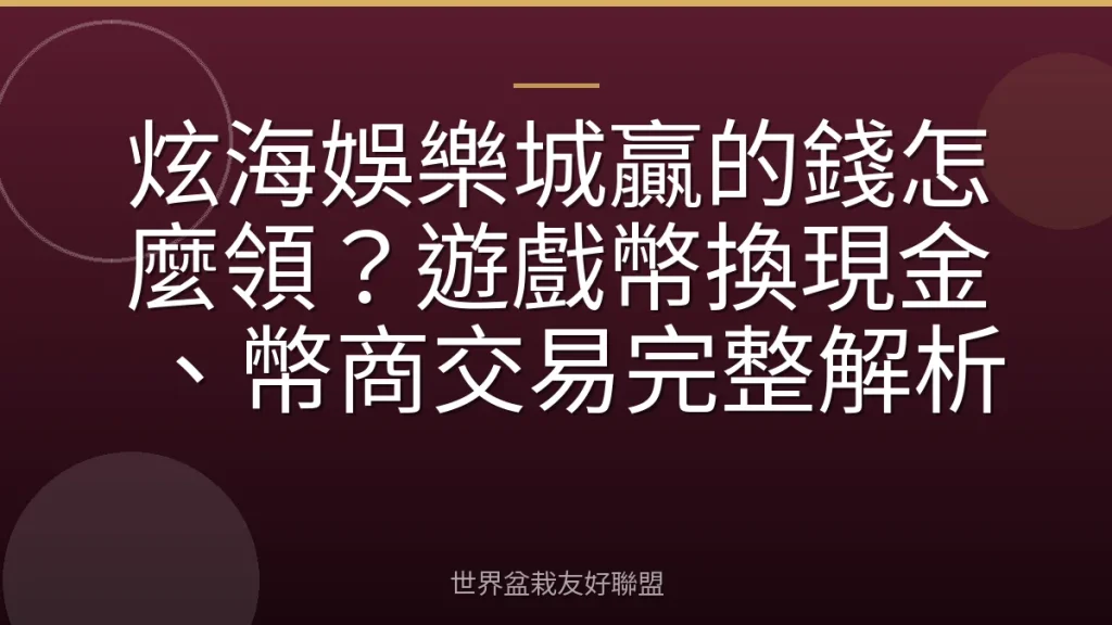 炫海娛樂城贏的錢怎麼領?遊戲幣換現金、幣商交易完整解析