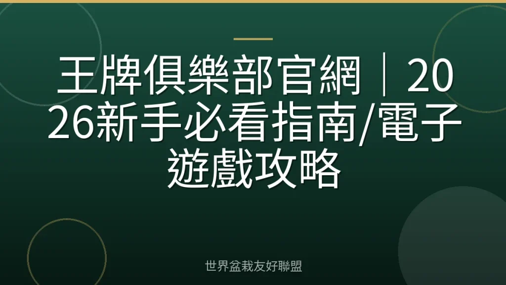王牌俱樂部官網｜2026新手必看指南/電子遊戲攻略