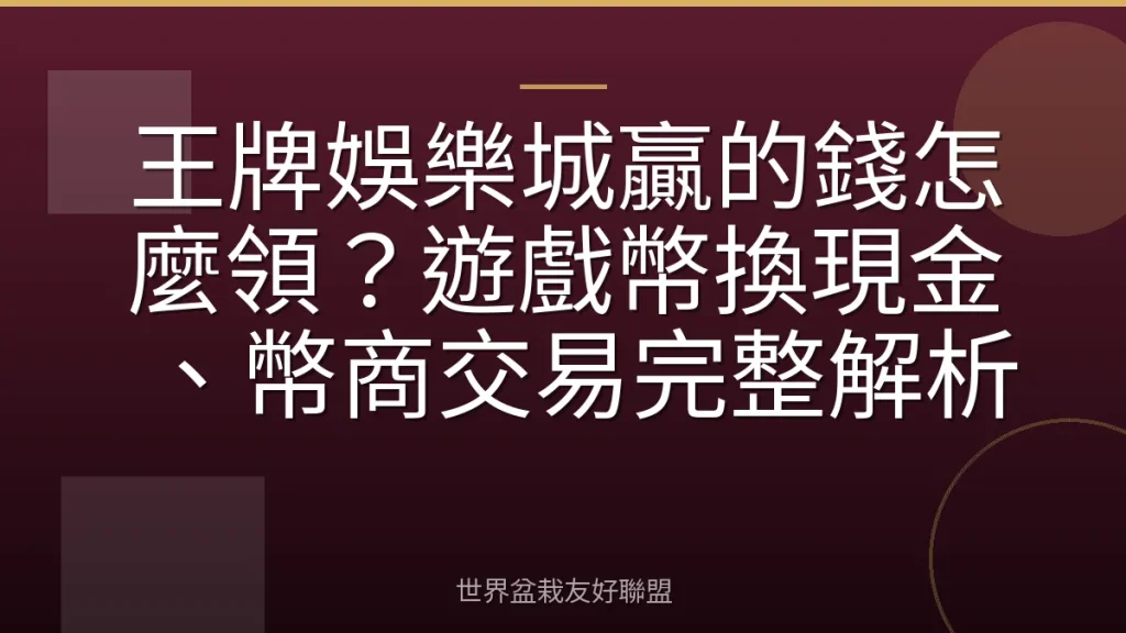 王牌娛樂城贏的錢怎麼領?遊戲幣換現金、幣商交易完整解析