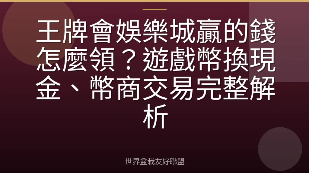 王牌會娛樂城贏的錢怎麼領?遊戲幣換現金、幣商交易完整解析