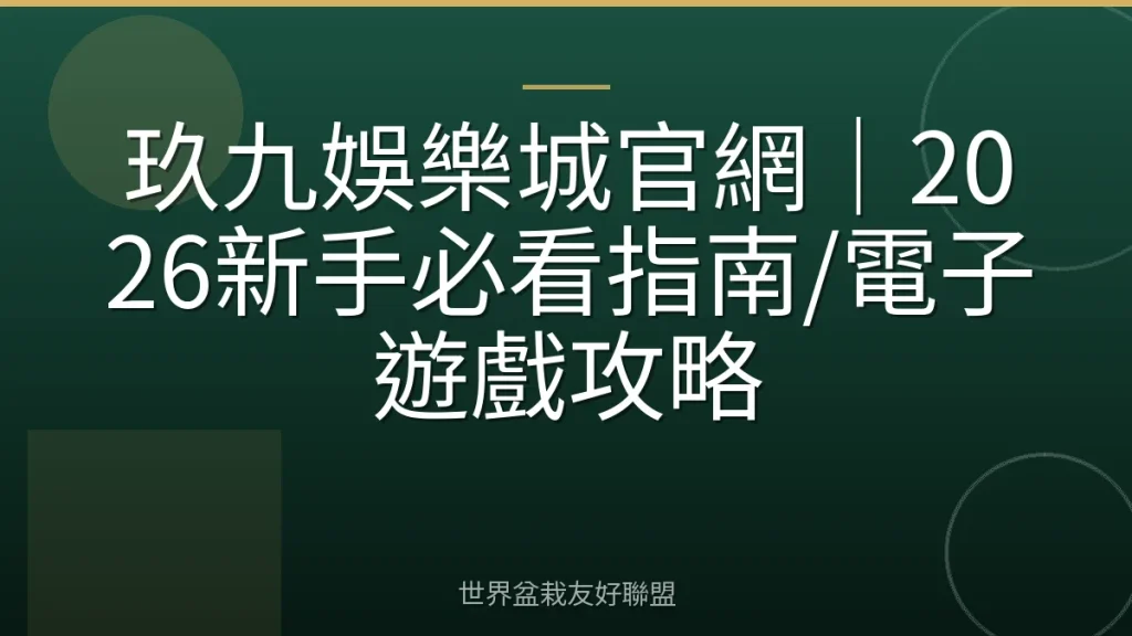 玖九娛樂城官網｜2026新手必看指南/電子遊戲攻略