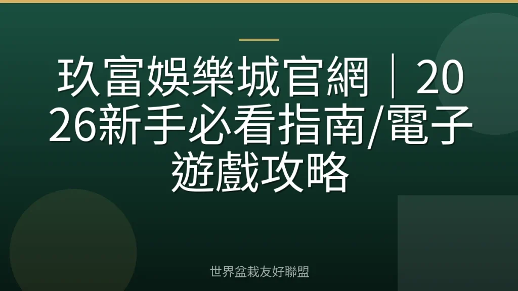 玖富娛樂城官網｜2026新手必看指南/電子遊戲攻略