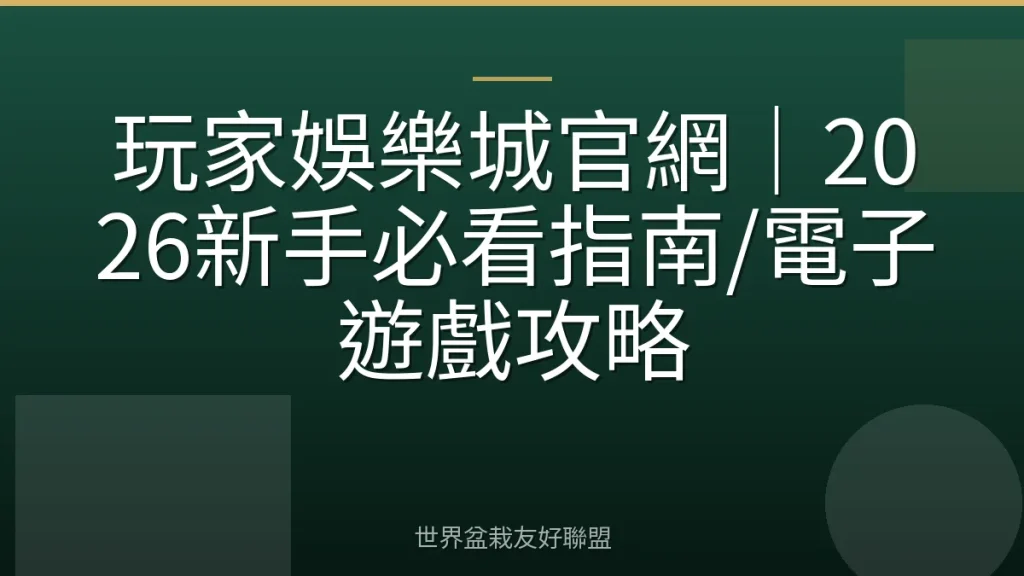 玩家娛樂城官網｜2026新手必看指南/電子遊戲攻略