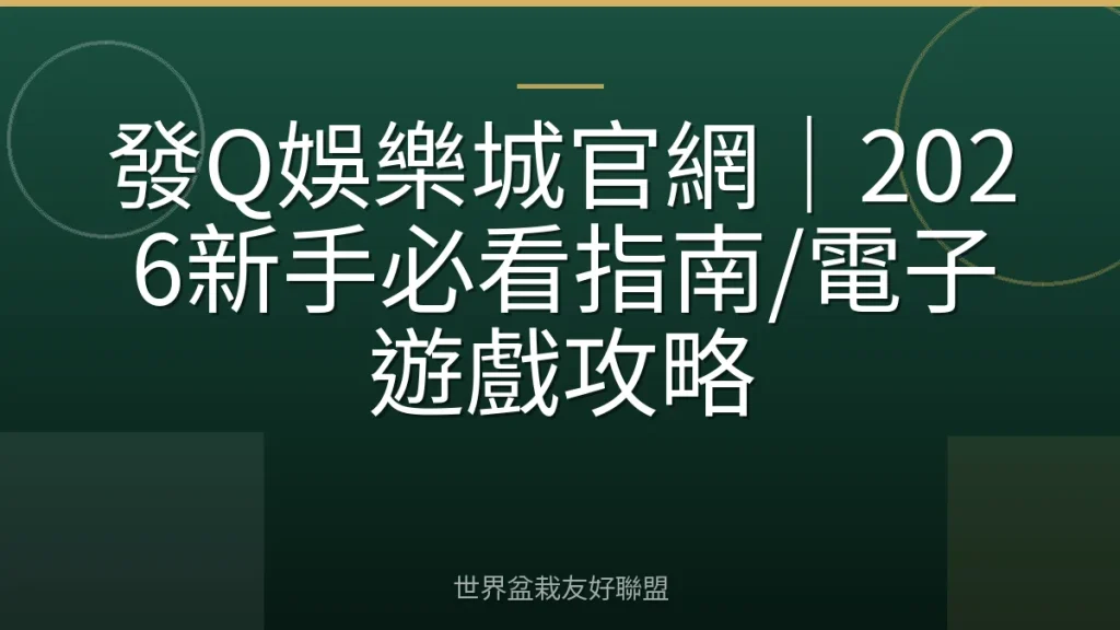 發Q娛樂城官網｜2026新手必看指南/電子遊戲攻略