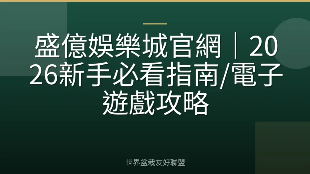 盛億娛樂城官網｜2026新手必看指南/電子遊戲攻略