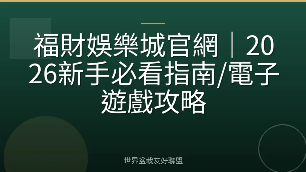 福財娛樂城官網｜2026新手必看指南/電子遊戲攻略