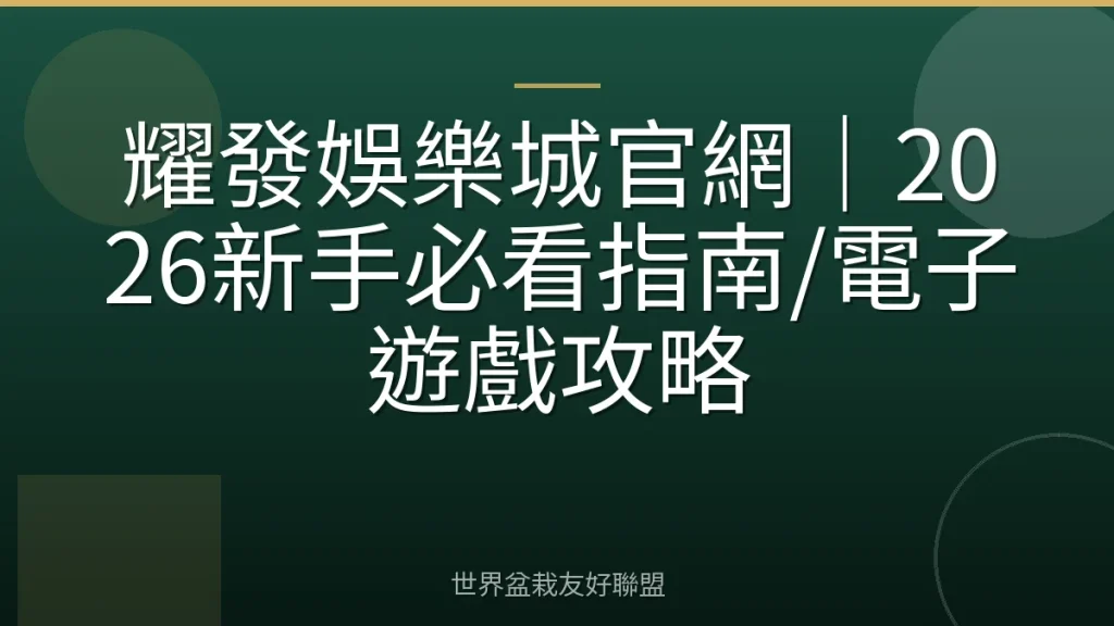 耀發娛樂城官網｜2026新手必看指南/電子遊戲攻略