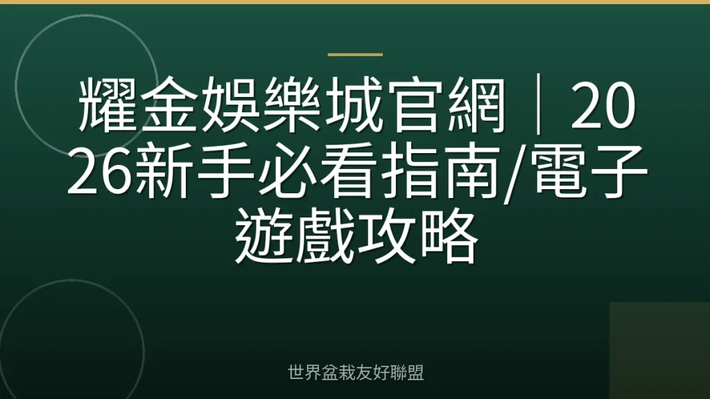 耀金娛樂城官網｜2026新手必看指南/電子遊戲攻略