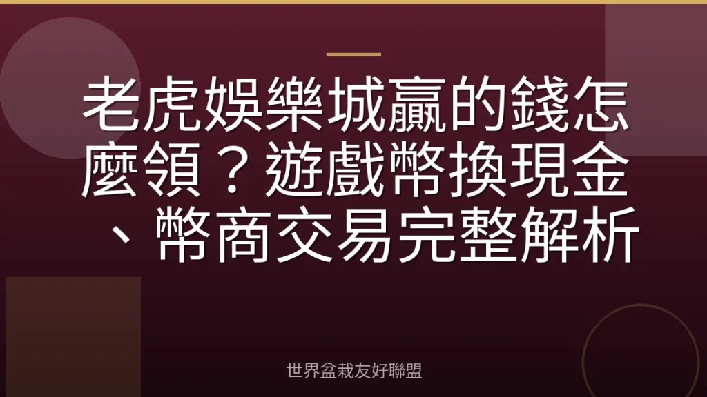 老虎娛樂城贏的錢怎麼領?遊戲幣換現金、幣商交易完整解析