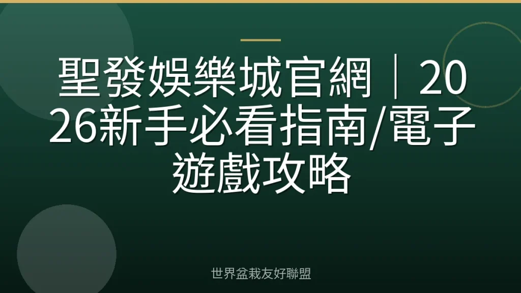 聖發娛樂城官網｜2026新手必看指南/電子遊戲攻略