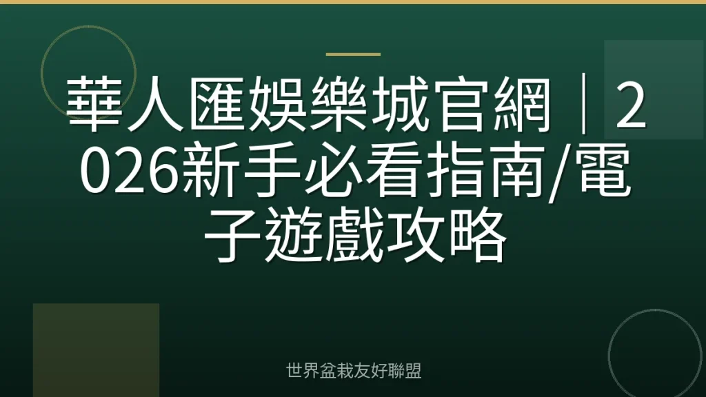 華人匯娛樂城官網｜2026新手必看指南/電子遊戲攻略