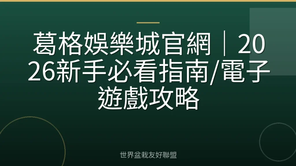 葛格娛樂城官網｜2026新手必看指南/電子遊戲攻略