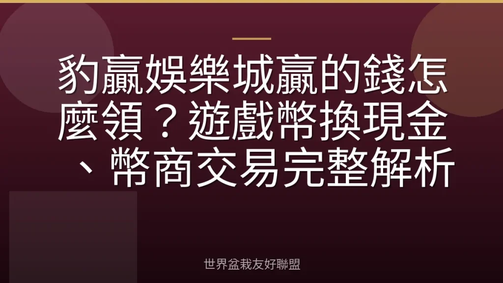 豹贏娛樂城贏的錢怎麼領？遊戲幣換現金、幣商交易完整解析