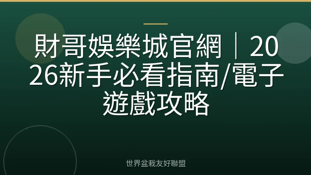 財哥娛樂城官網|2026新手必看指南/電子遊戲攻略