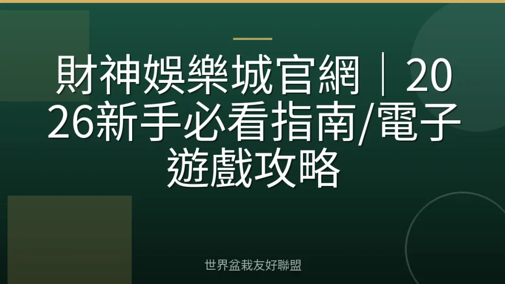 財神娛樂城官網｜2026新手必看指南/電子遊戲攻略