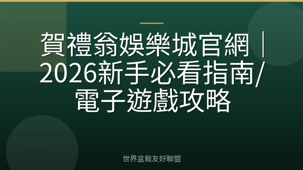 賀禮翁娛樂城官網｜2026新手必看指南/電子遊戲攻略