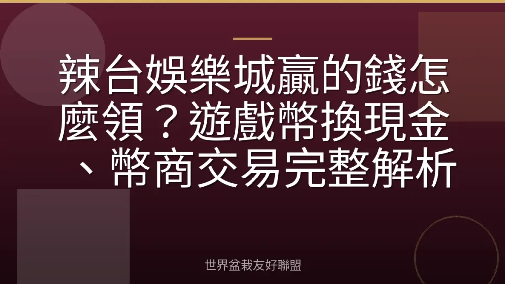 辣台娛樂城贏的錢怎麼領?遊戲幣換現金、幣商交易完整解析
