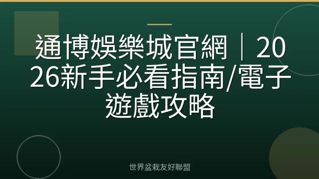 通博娛樂城官網｜2026新手必看指南/電子遊戲攻略