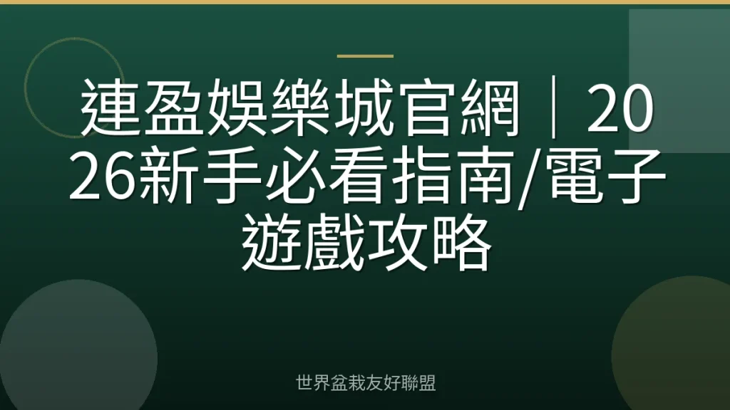 連盈娛樂城官網|2026新手必看指南/電子遊戲攻略