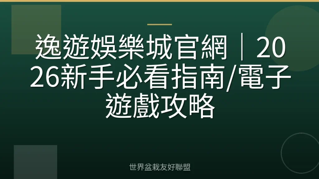 逸遊娛樂城官網｜2026新手必看指南/電子遊戲攻略