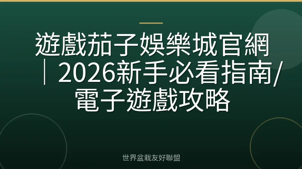 遊戲茄子娛樂城官網|2026新手必看指南/電子遊戲攻略