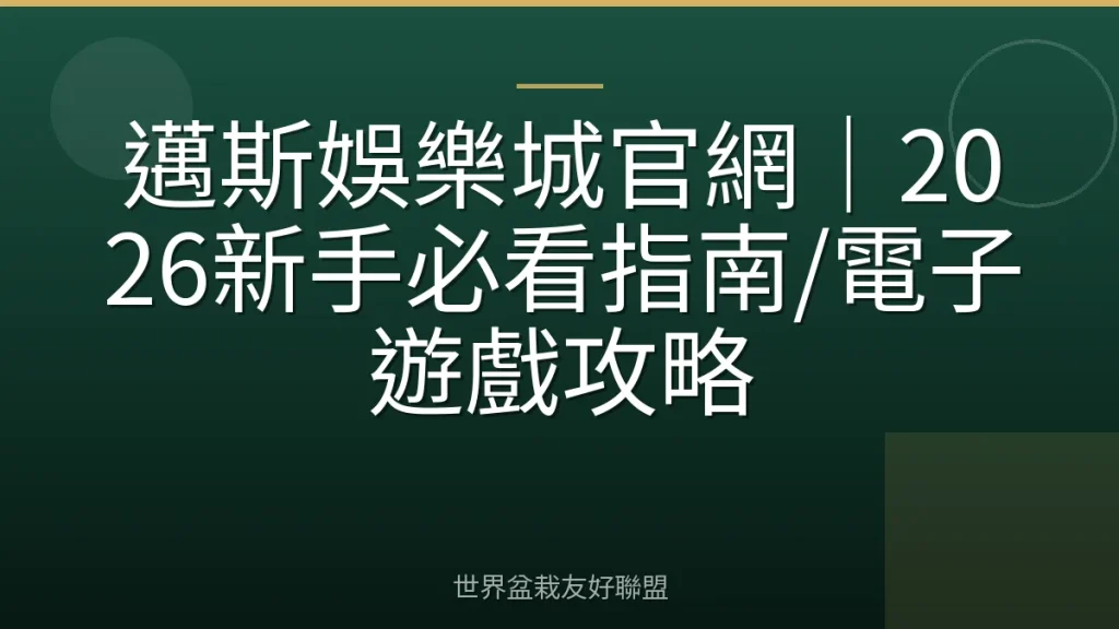 邁斯娛樂城官網｜2026新手必看指南/電子遊戲攻略