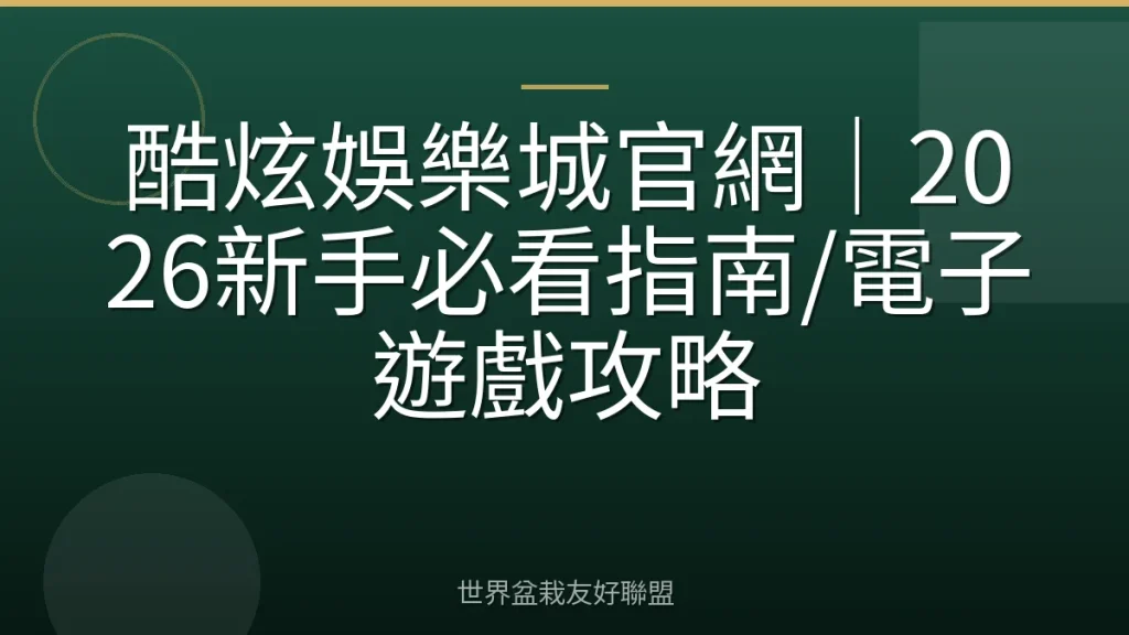 酷炫娛樂城官網｜2026新手必看指南/電子遊戲攻略