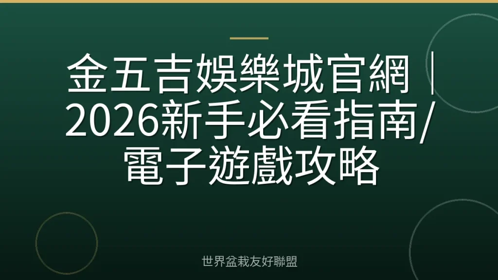 金五吉娛樂城官網|2026新手必看指南/電子遊戲攻略