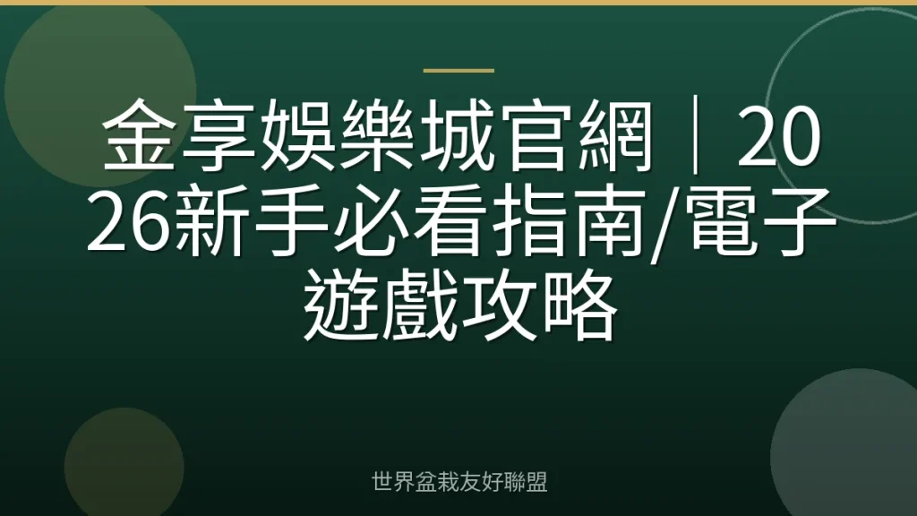 金享娛樂城官網｜2026新手必看指南/電子遊戲攻略