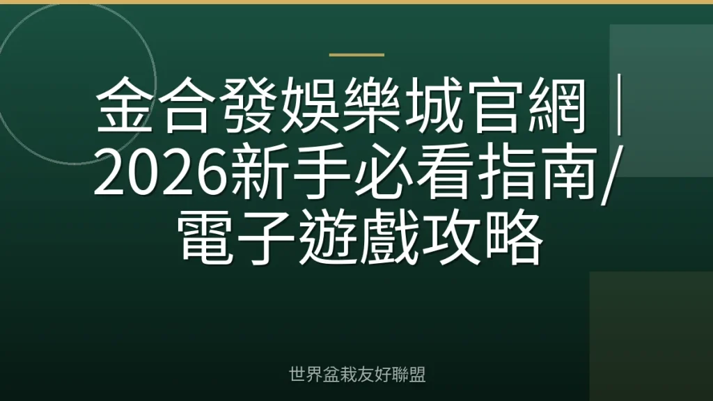金合發娛樂城官網｜2026新手必看指南/電子遊戲攻略