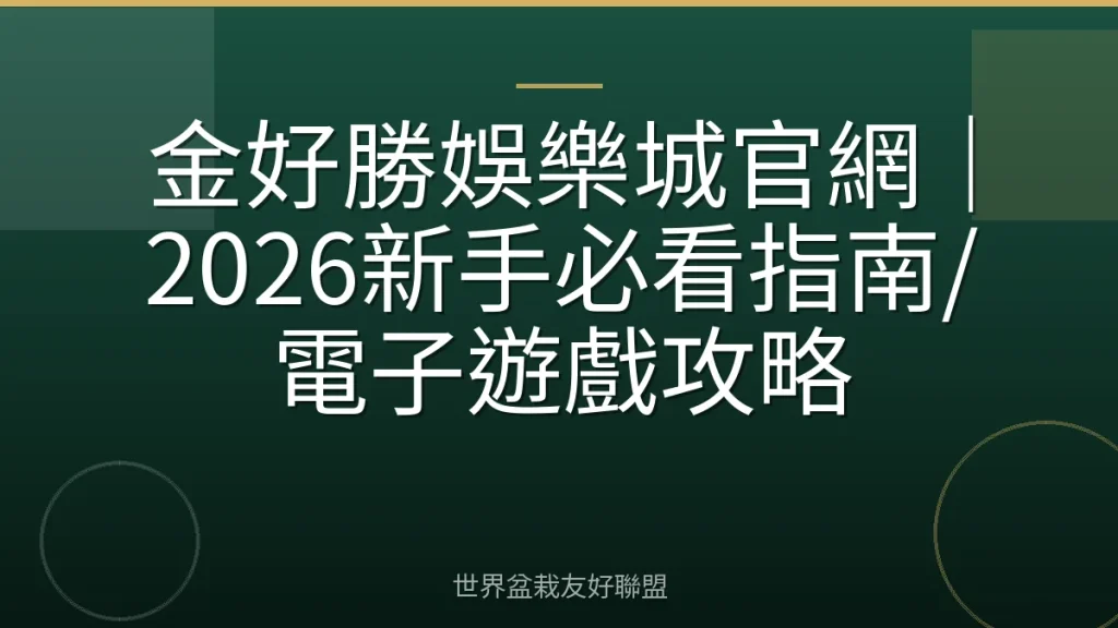 金好勝娛樂城官網｜2026新手必看指南/電子遊戲攻略
