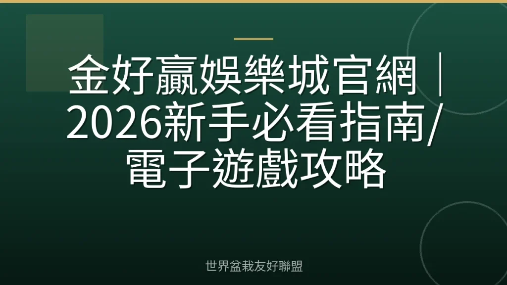金好贏娛樂城官網|2026新手必看指南/電子遊戲攻略