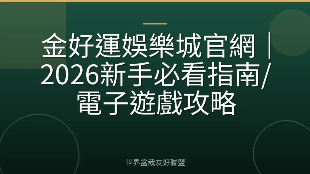 金好運娛樂城官網|2026新手必看指南/電子遊戲攻略