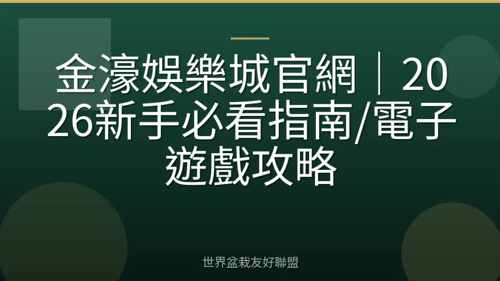 金濠娛樂城官網|2026新手必看指南/電子遊戲攻略