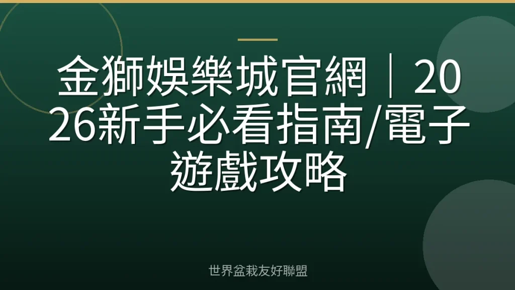金獅娛樂城官網｜2026新手必看指南/電子遊戲攻略
