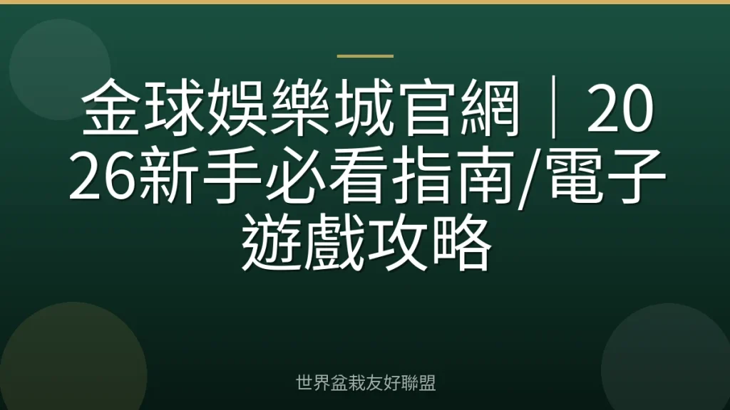 金球娛樂城官網｜2026新手必看指南/電子遊戲攻略