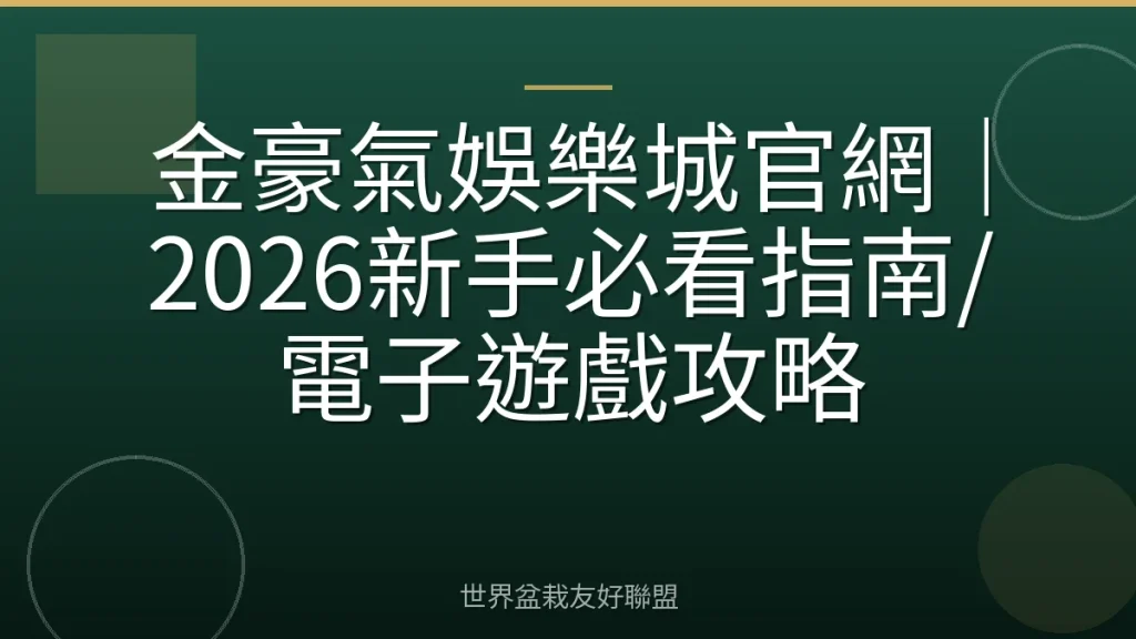 金豪氣娛樂城官網|2026新手必看指南/電子遊戲攻略