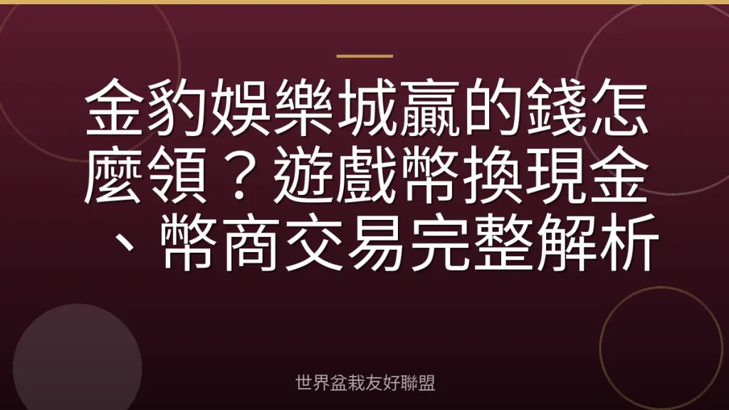 金豹娛樂城贏的錢怎麼領?遊戲幣換現金、幣商交易完整解析