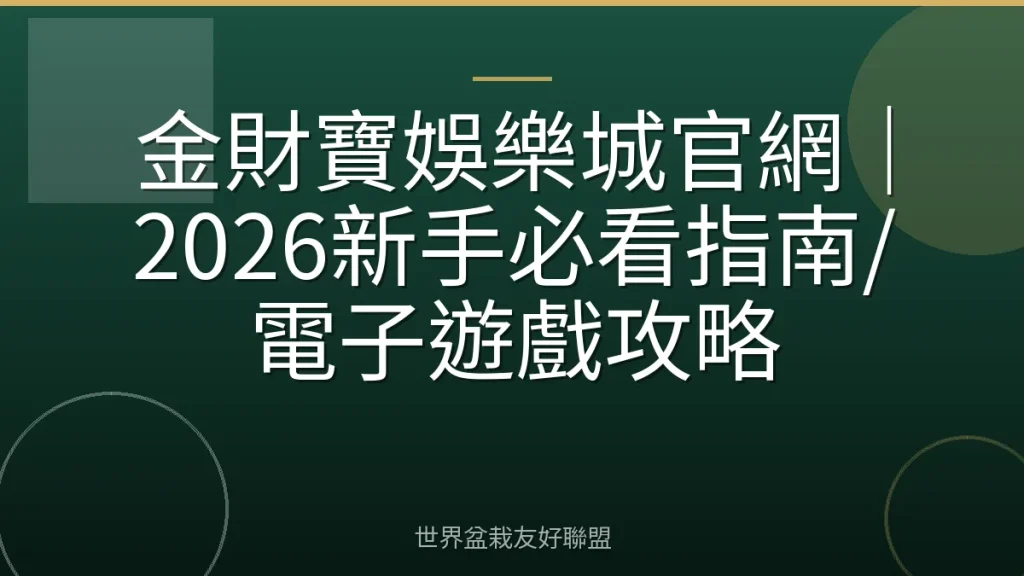 金財寶娛樂城官網|2026新手必看指南/電子遊戲攻略
